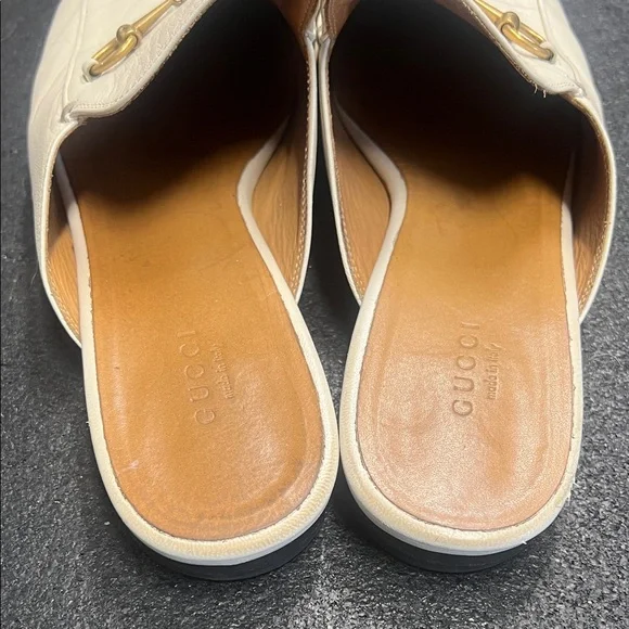 Gucci Cream Leather Horsebit Slip-On Mules - Picture 3 of 6